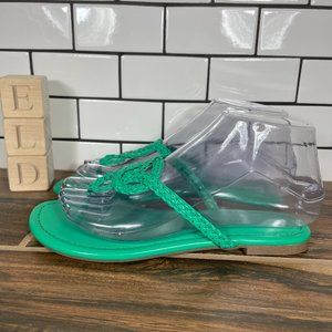 Talbots Cece Braided Keyhole Women's Size 5 Shoes Green Flip Flop Thong Sandals